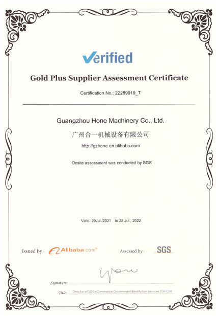 Chine Guangzhou Hone Machinery Co., Ltd. certifications