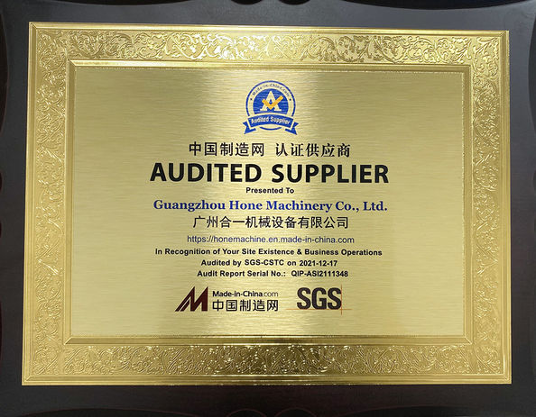 Chine Guangzhou Hone Machinery Co., Ltd. certifications